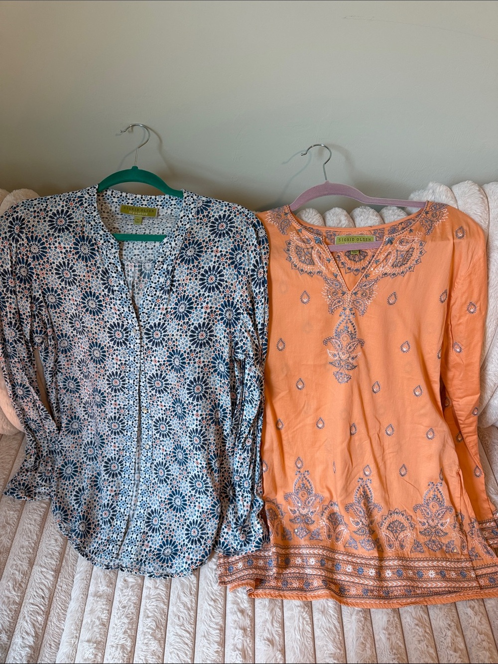 Sigrid Olsen 2 Blouse Bundle Embroidered and Patterned Tops
